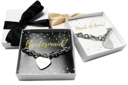 Won't You Be My Bridesmaid/Maid of Honor Silver Heart Bracelet Gift Box